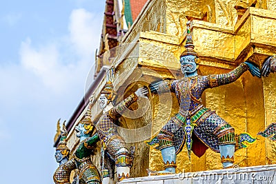 A statue of Yaksa (Giant) on guard at the Temple of the Emerald Buddha Stock Photo