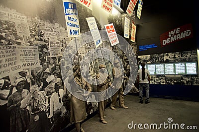 Statues of African Americans marching inside the National Civil Rights Museum at the Lorraine Motel Editorial Stock Photo