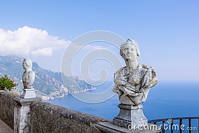 Statues Along the Terrace of Infinity in Ravello Stock Photo