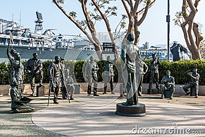 Statues of Bob Hope and Military Personnel in San Diego Editorial Stock Photo