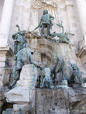 Statues by Buda Castle wall Budapest Stock Photo