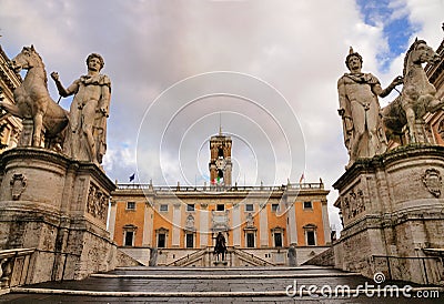 Statues of the Capitol, Rome Stock Photo