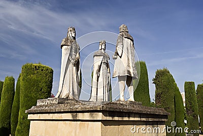 Statues of the Catholic Monarchs and Christopher Columbus Stock Photo