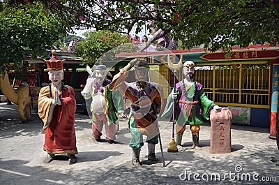 Statues of characters from Chinese mythology Journey to the West at Ling Sen Tong Cave Temple, Ipoh, Malaysia Editorial Stock Photo