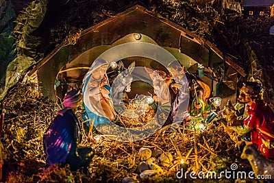 Statues in a Christmas Nativity scene Stock Photo