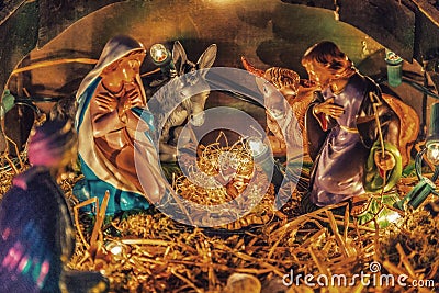 Statues in a Christmas Nativity scene Stock Photo