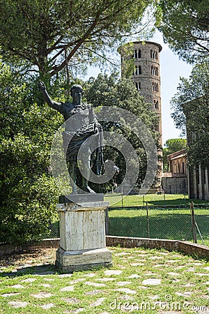 Statues of Emperor Caesar Augustus in Ravenna Editorial Stock Photo