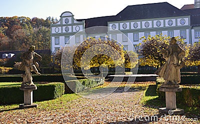 Statues in Furstenfeld Abbey park Stock Photo