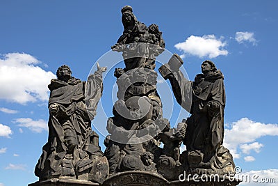 Statues of Madonna, Saint Dominic and Thomas Aquinas, Charles Bridge, Prague Stock Photo