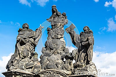 Statues of Madonna, Saint Dominic and Thomas Aquinas on Charles Stock Photo