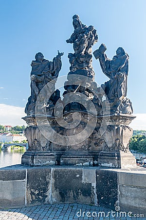 Statues of Madonna, Saint Dominic and Thomas Aquinas Editorial Stock Photo