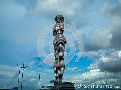 Statues of man and woman in Batumi as a symbol of real live between people of different religions Editorial Stock Photo