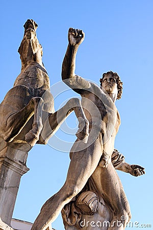 Statues of Quirinal Palace Rome Italy Stock Photo