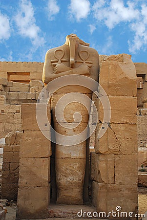 Statues of Ramses II as Osiris in Karnak Temple, Stock Photo