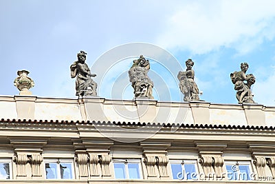 Statues on roof Stock Photo