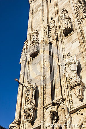 Marble sculpture of the Milan`s Cathedral Italy Editorial Stock Photo