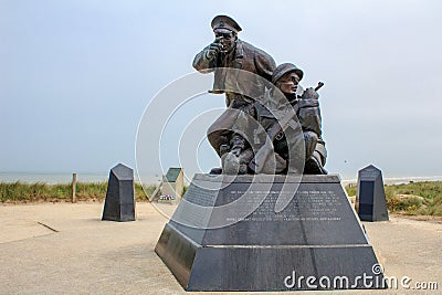 Statues of soldiers of WW2 on Utah beach in Normandy, landing memorial in France Editorial Stock Photo