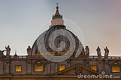 Dome of St. Peter's Basilica at the Vatican Editorial Stock Photo