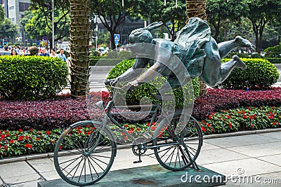 Statues on the streets of Guangzhou Pearl River new town commercial center Editorial Stock Photo