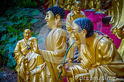 Statues at Ten Thousand Buddhas Monastery in Sha Tin, Hong Kong, China. Stock Photo