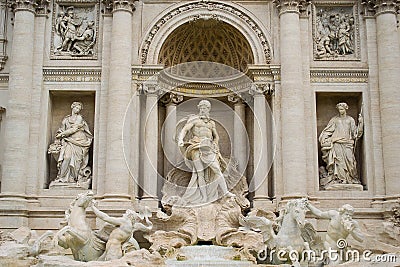 Statues of Trevi Fountain, Rome Stock Photo