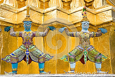 Statues in Wat Phra Kaeo, Bangkok Stock Photo