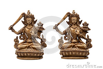 Statuette of buddhist deity of wisdom - Manjushri Stock Photo