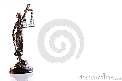 Statuette of the goddess of justice Themis with scales Stock Photo