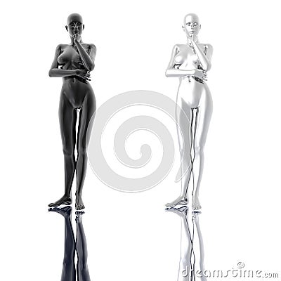 Statuette of a metal girl Stock Photo