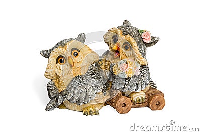 Statuette of two lovers owls Stock Photo