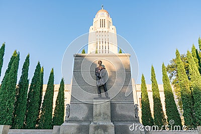 Lincoln Statue at the Nebraska Capitol Building Stock Photo