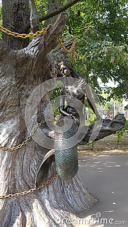 Statute of Mermaid in Moscow park Editorial Stock Photo