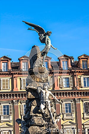 Statuto Square Monument in Turin, Italy Editorial Stock Photo