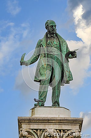 Statue of Joaquim Antonio den Aguiar at Largo da Portagem Editorial Stock Photo