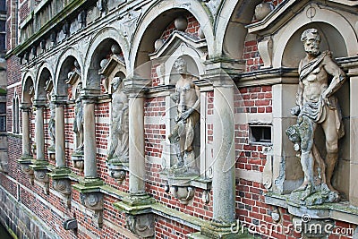 Staues adorning the enterance at Frederiksborg Castle Editorial Stock Photo