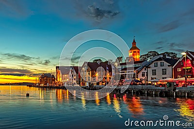 Stavanger at night Stock Photo