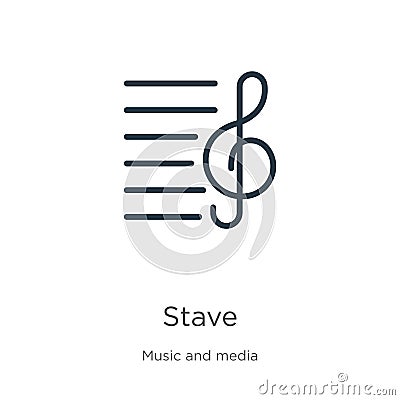 Stave icon. Thin linear stave outline icon isolated on white background from music and media collection. Line vector sign, symbol Vector Illustration