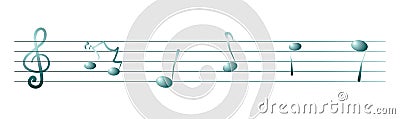 Stave and music notes, banner Vector Illustration