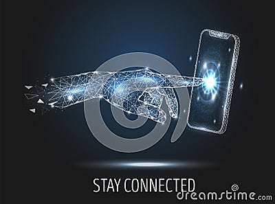 Stay connected, vector polygonal art style illustration Vector Illustration
