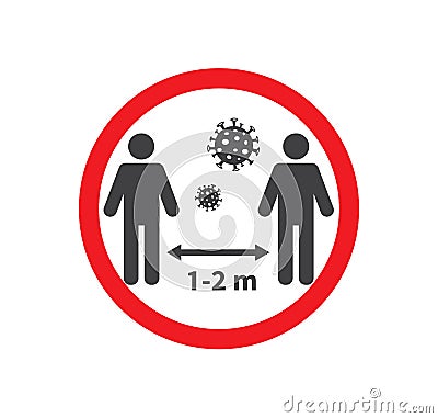 Social distancing icon. Keep the 1-2 meter distance. Coronovirus epidemic protective. Vector Illustration