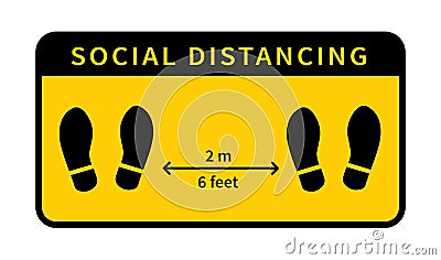 Social distancing. Footprint sign. Keep the 2 meter distance. Coronovirus epidemic protective. Vector Vector Illustration