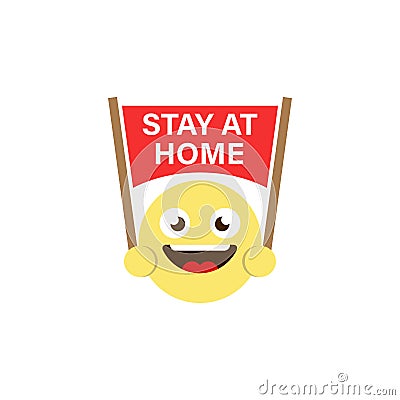 Stay at home campaign coronavirus prevention vector icon symbol isolated on white background Vector Illustration