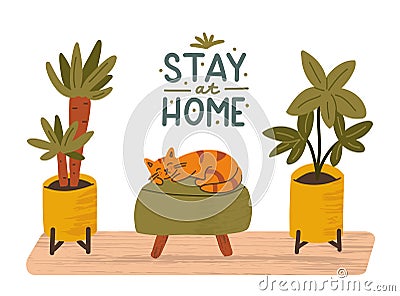 Stay at home concept Vector Illustration