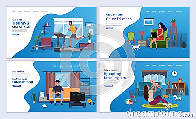 Stay at home concept Vector Illustration