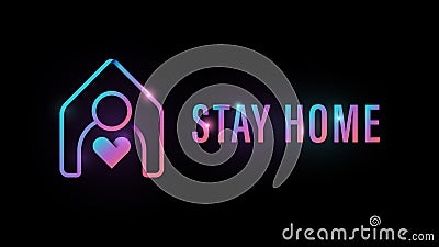 Stay at home icon. Human with house and heart inside. COVID-19 protection campaign logo Vector Illustration