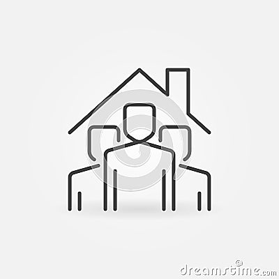 Stay at Home outline icon. People under Roof vector sign Vector Illustration