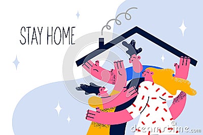 Stay at home during pandemic concept. Vector Illustration