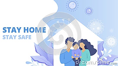 Stay at home, stay safe concept Vector Illustration