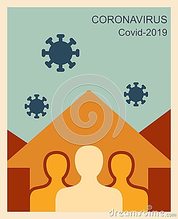 Stay at home, save lives, social distancing concept. Coronavirus protection flat illustration Vector Illustration