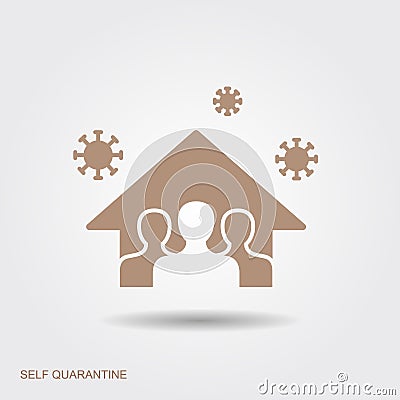 Stay at home, save lives, social distancing concept. Coronavirus protection logo. Flat icon. Vector Illustration